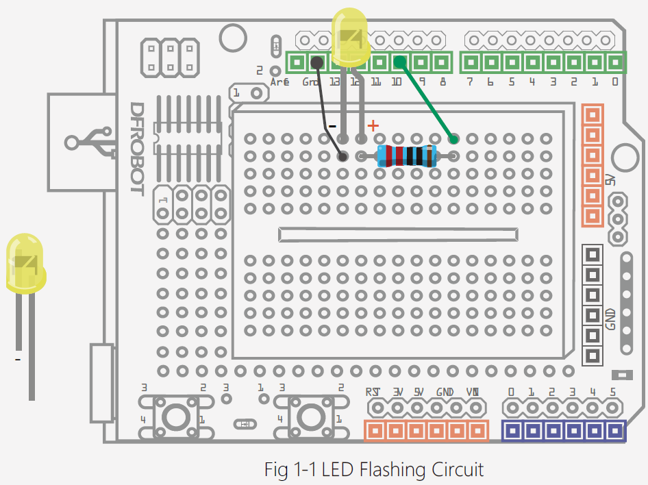 Arduino Project 1: LED Flashing - DFRobot